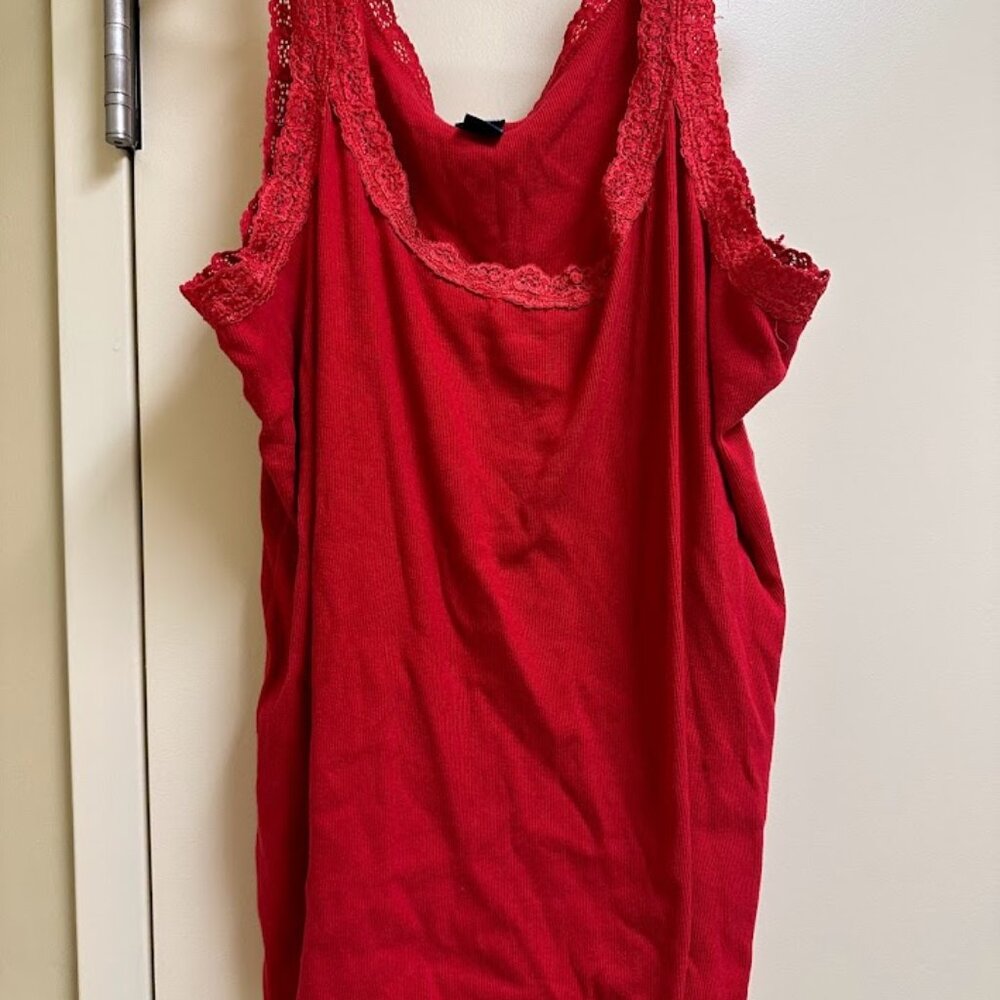 S107 - Basic Additions Red Tank Top with Lace 3X 24